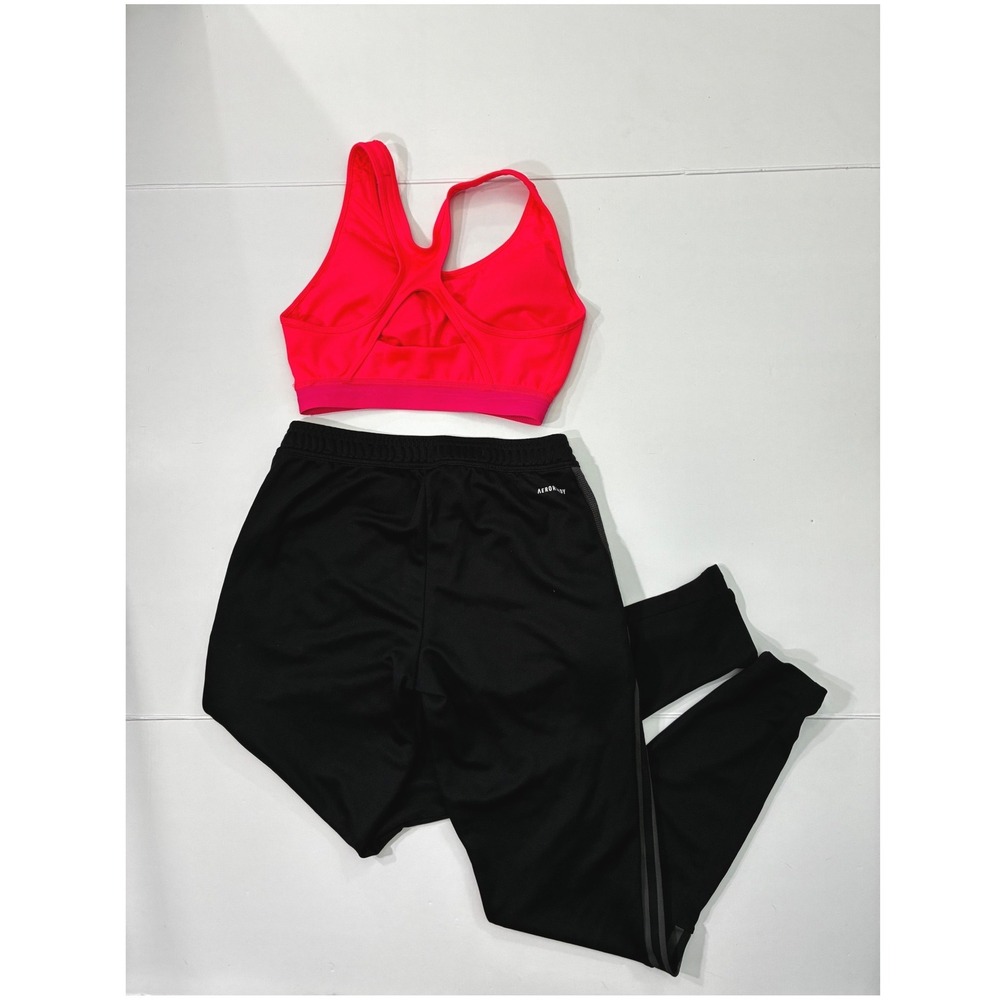 Adidas Bundle Womens Pink Sports Bra & Black Primegreen Track Pants Set Small - Picture 2 of 7